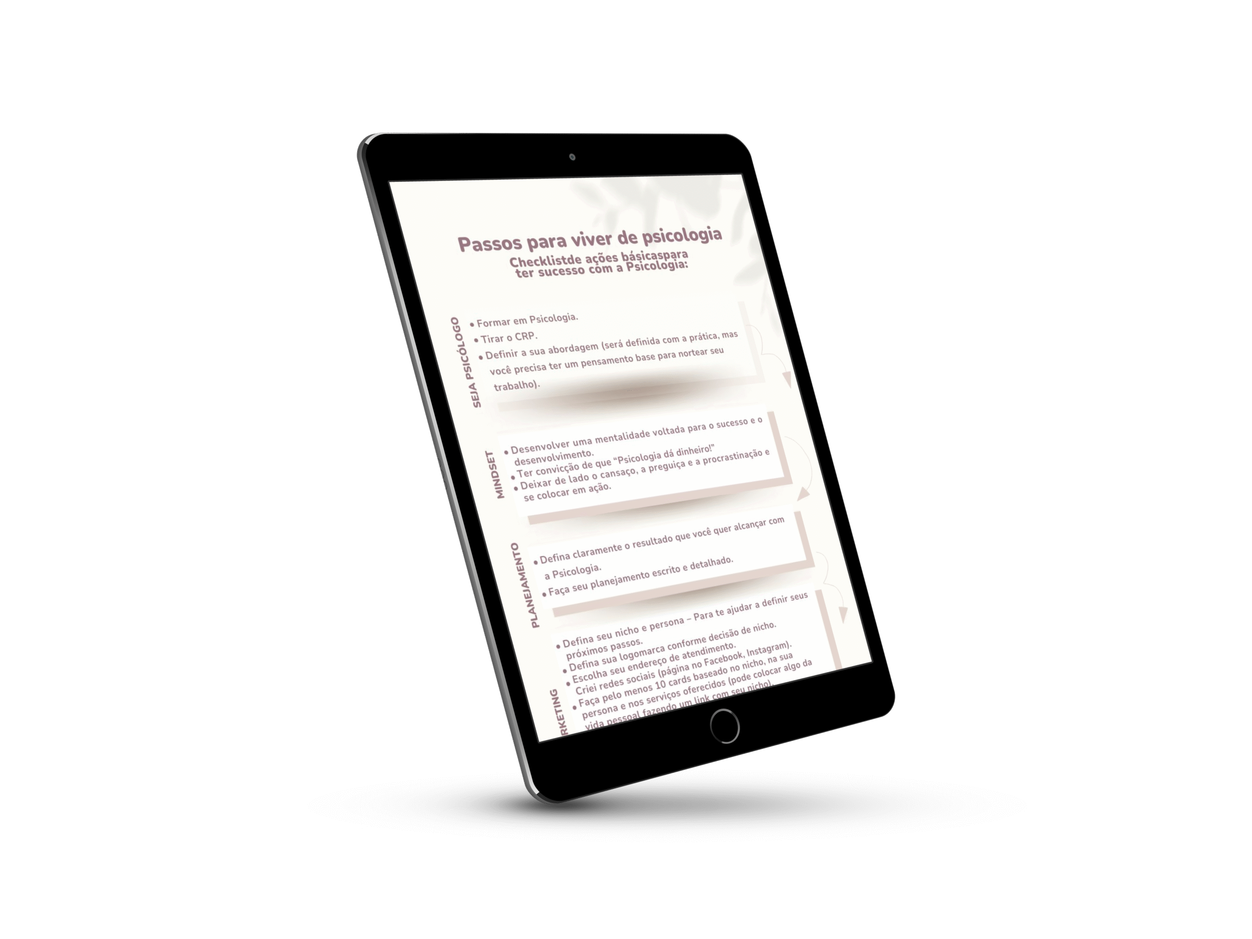 Mockup do Checklist Passos para Viver de Psicologia